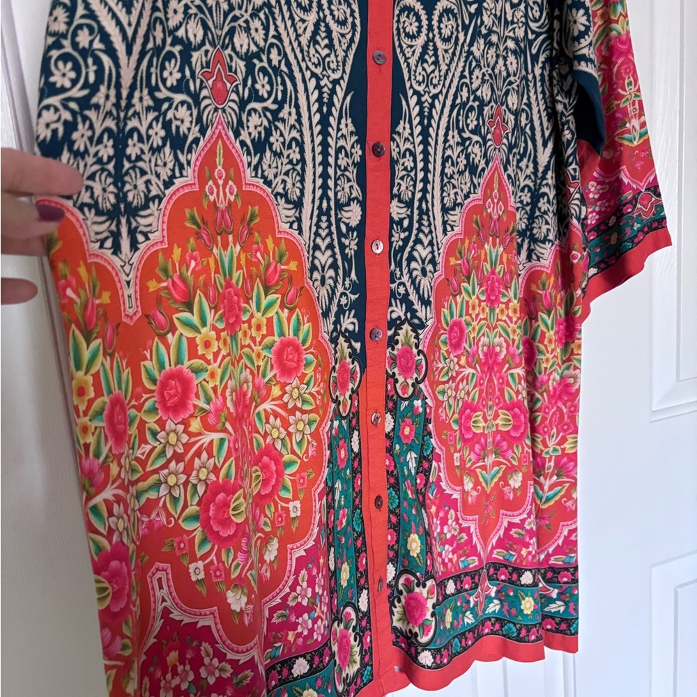 NATURAL LIFE Madras Midi Shirt Dress. Full button front. Size L - Picture 5 of 7